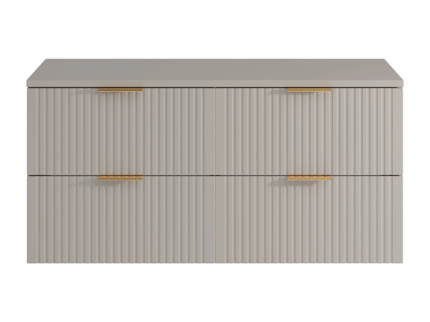 Mobile sotto lavabo sospeso con scanalature con piano di appoggio L120 cm Beige - ZEVARA