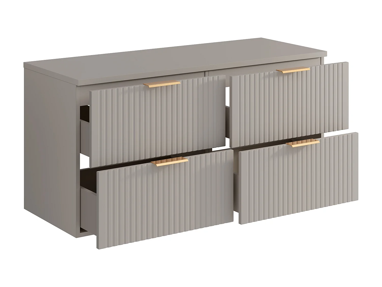 Mobile sotto lavabo sospeso con scanalature con piano di appoggio L120 cm Beige - ZEVARA