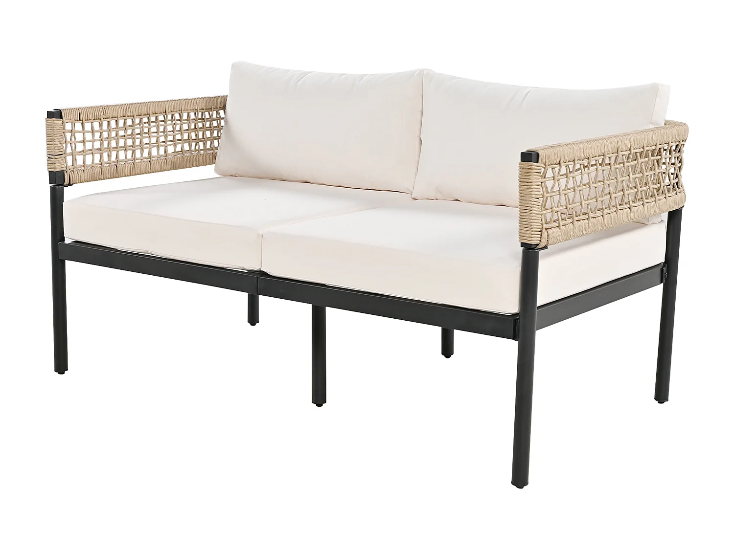 URBAN MEUBLE Ensemble de salon de jardin 4 pieces beige avec coussins