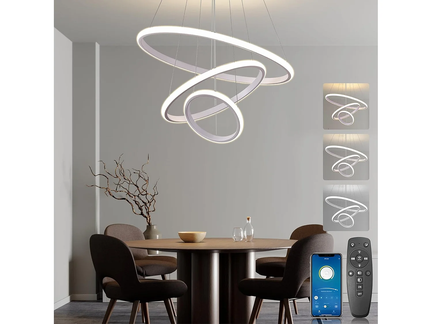 Lampe à suspension en fer,d50cm x h10cm,blanche