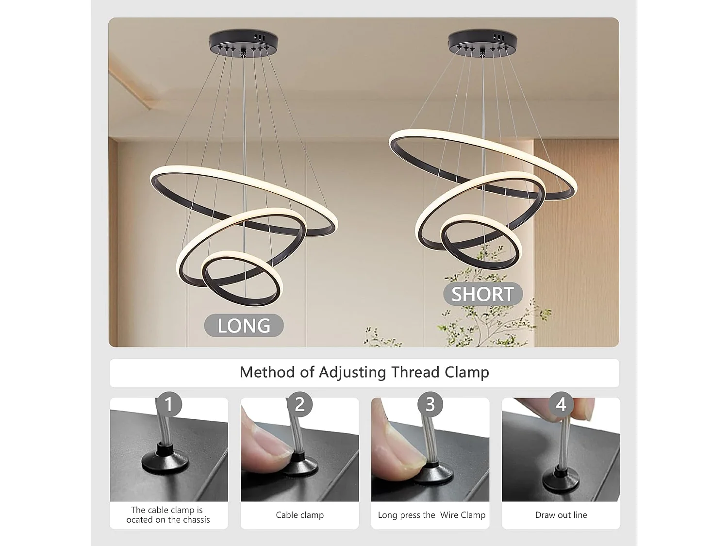 Lampe à suspension en fer,d50cm x h10cm,blanche