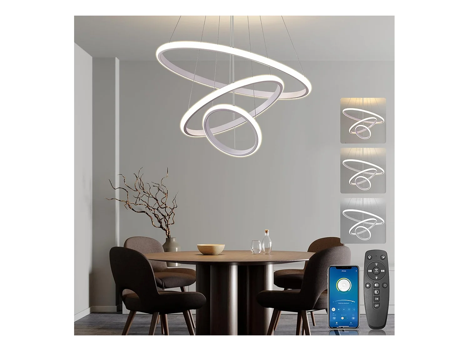 Lampe à suspension en fer,d50cm x h10cm,blanche