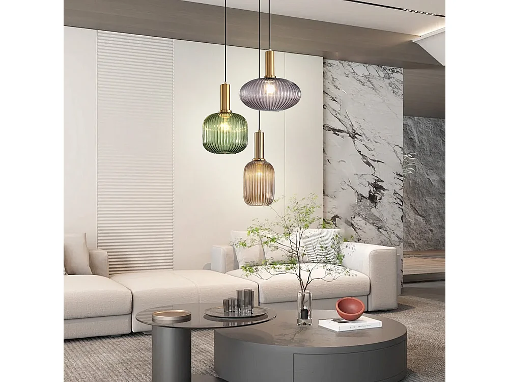 Lustre en verre, d55 cm xh130cm, multicolore