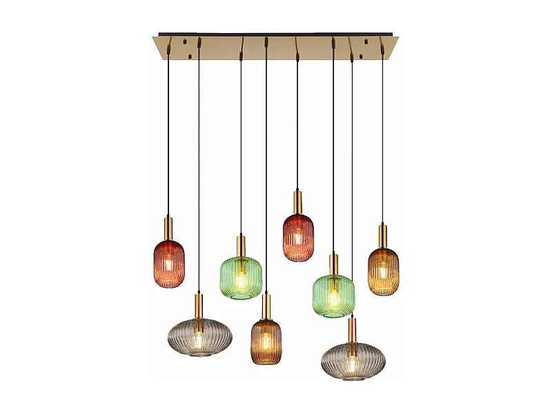 Lustre en verre, d125 cm xh130cm, multicolore