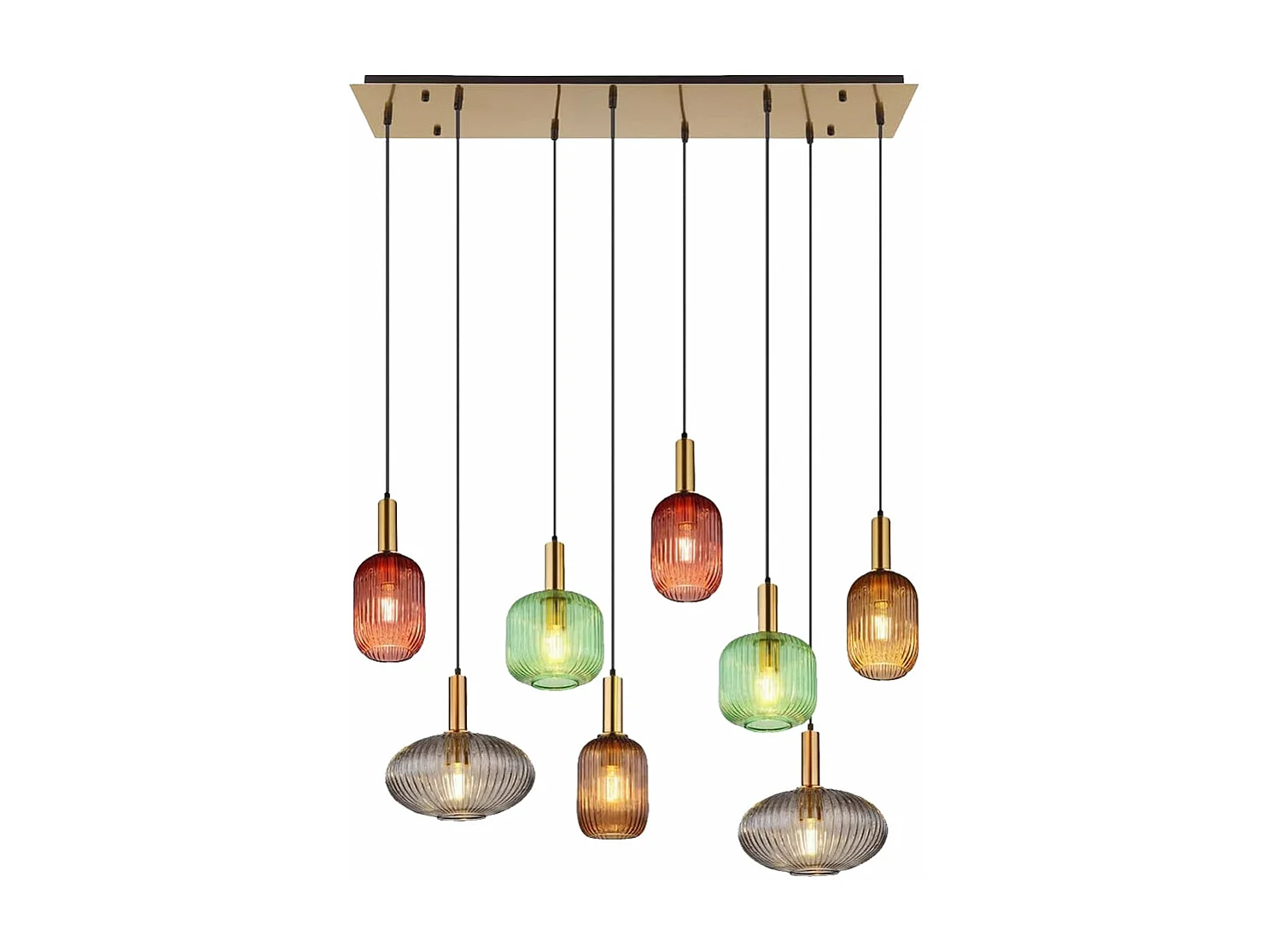 Lustre en verre, d125 cm xh130cm, multicolore