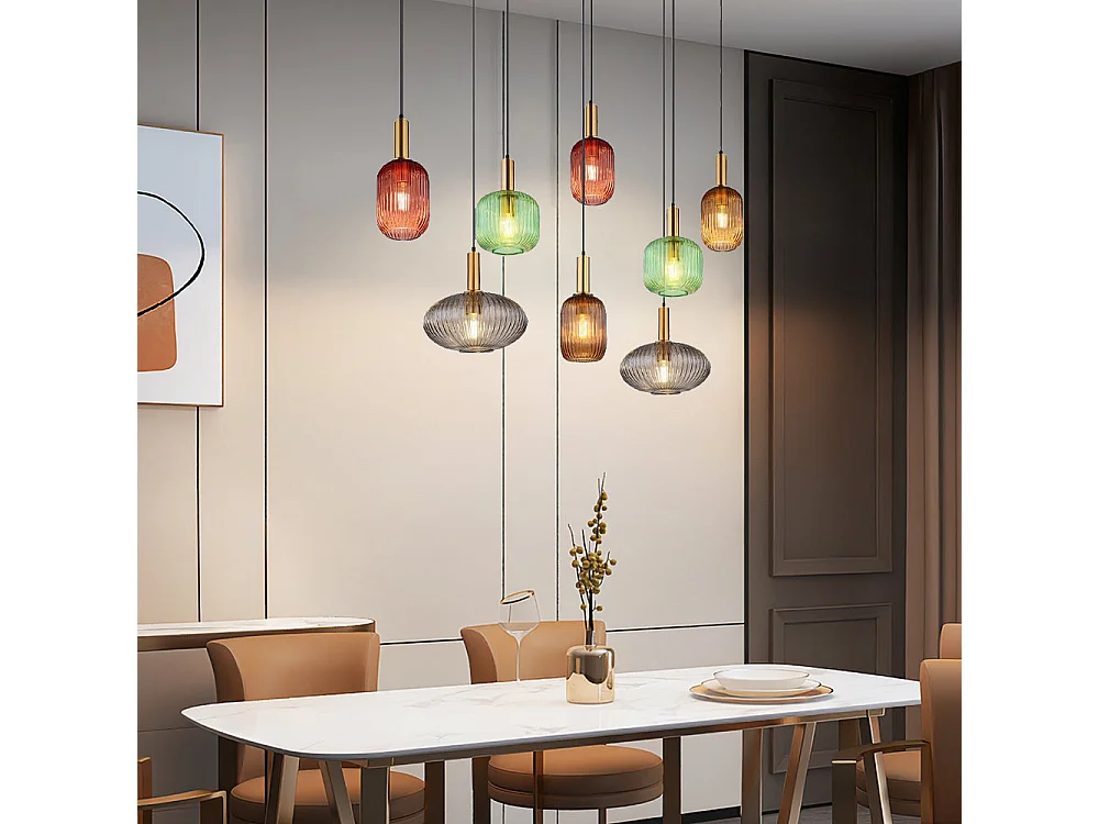 Lustre en verre, d125 cm xh130cm, multicolore