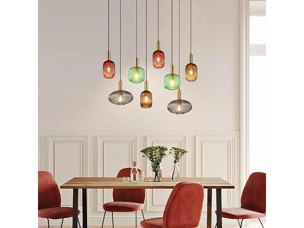 Lustre en verre, d125 cm xh130cm, multicolore