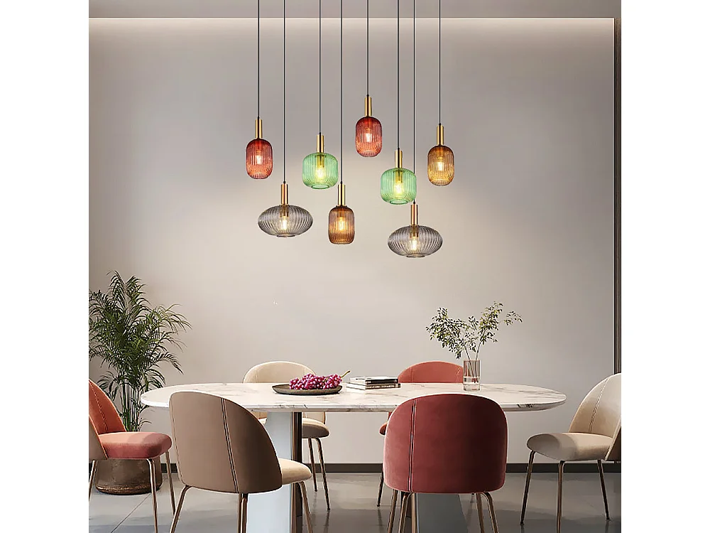 Lustre en verre, d125 cm xh130cm, multicolore