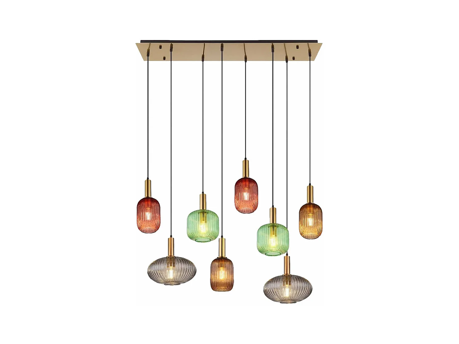 Lustre en verre, d125 cm xh130cm, multicolore