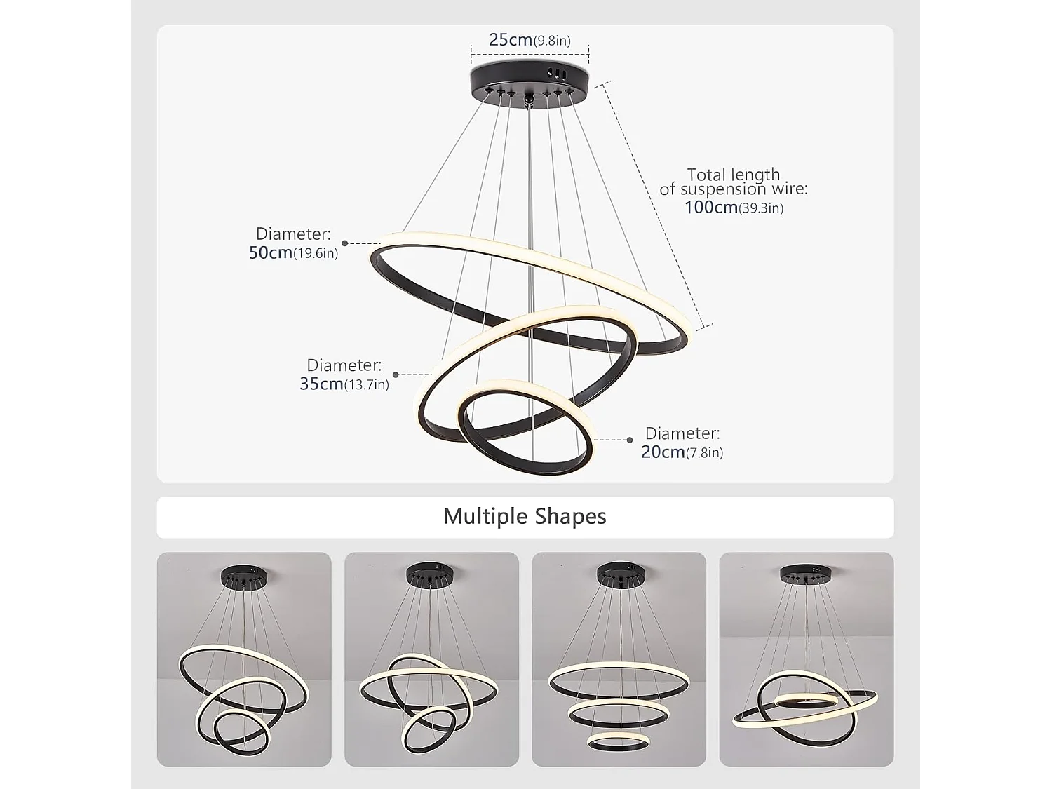 Lampe à suspension en fer, noire