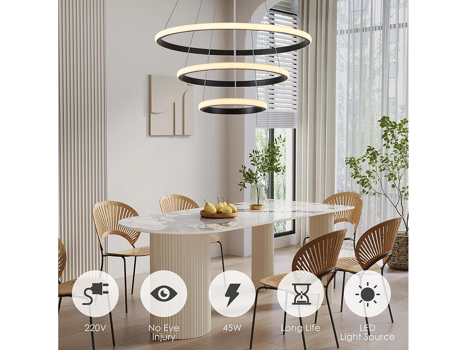 Lampe à suspension en fer, noire