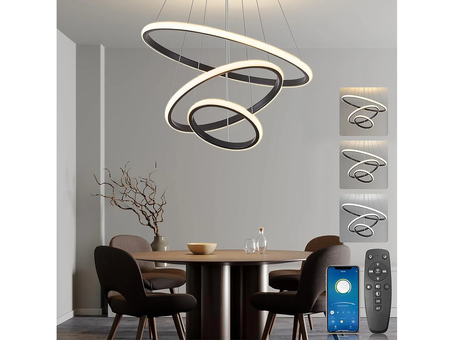 Lampe à suspension en fer, noire