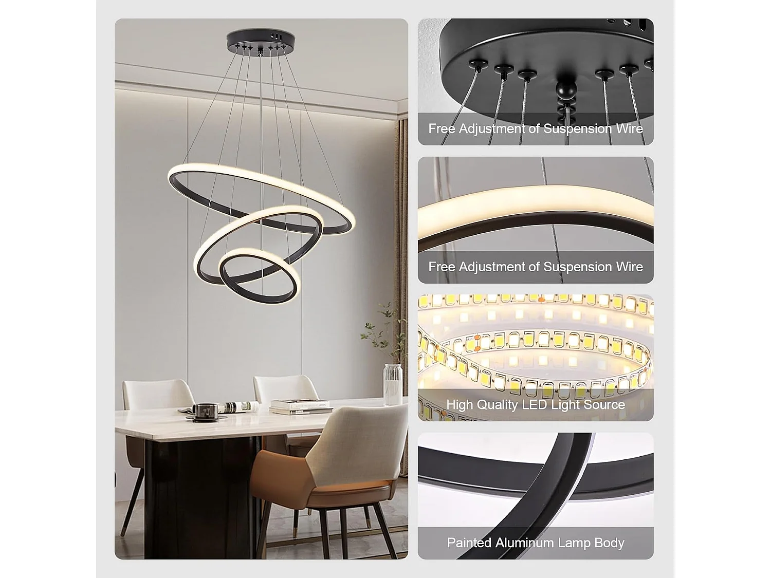 Lampe à suspension en fer, noire