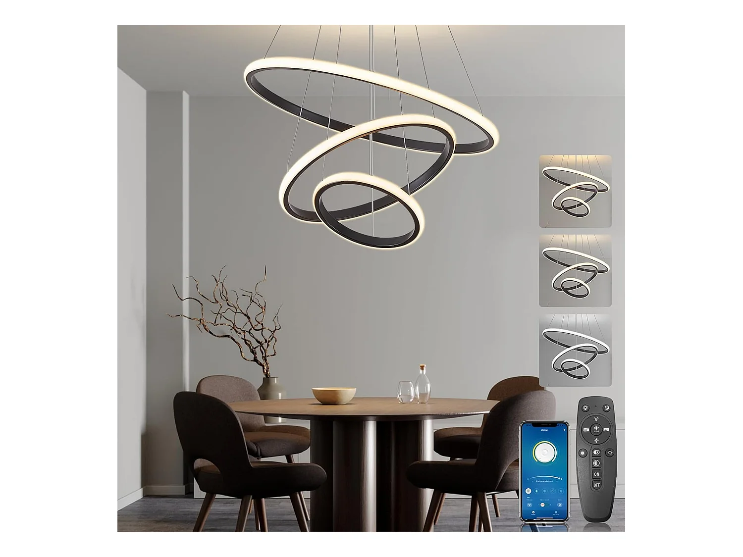 Lampe à suspension en fer, noire