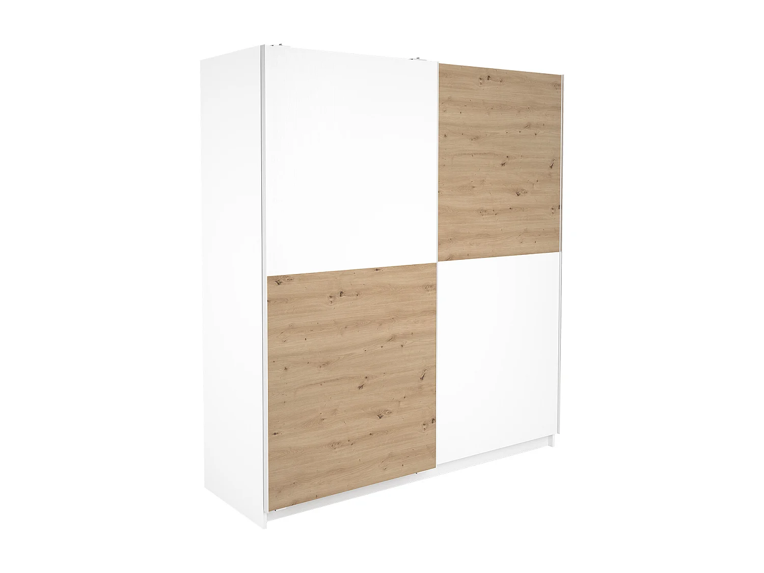 Armoire placard / meuble de rangement coloris chêne Albar /blanc - Hauteur 200 x Longueur 180 x Profondeur 60 cm