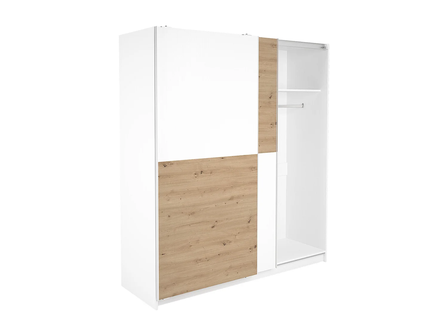 Armoire placard / meuble de rangement coloris chêne Albar /blanc - Hauteur 200 x Longueur 180 x Profondeur 60 cm
