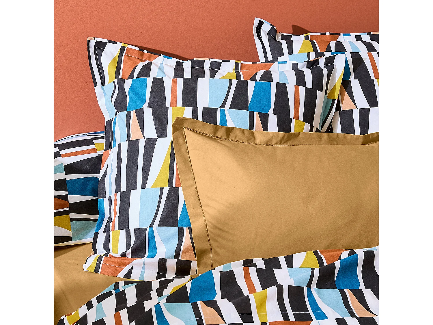 Taie d'oreiller 65x65 cm pur coton PIETRO multicolore