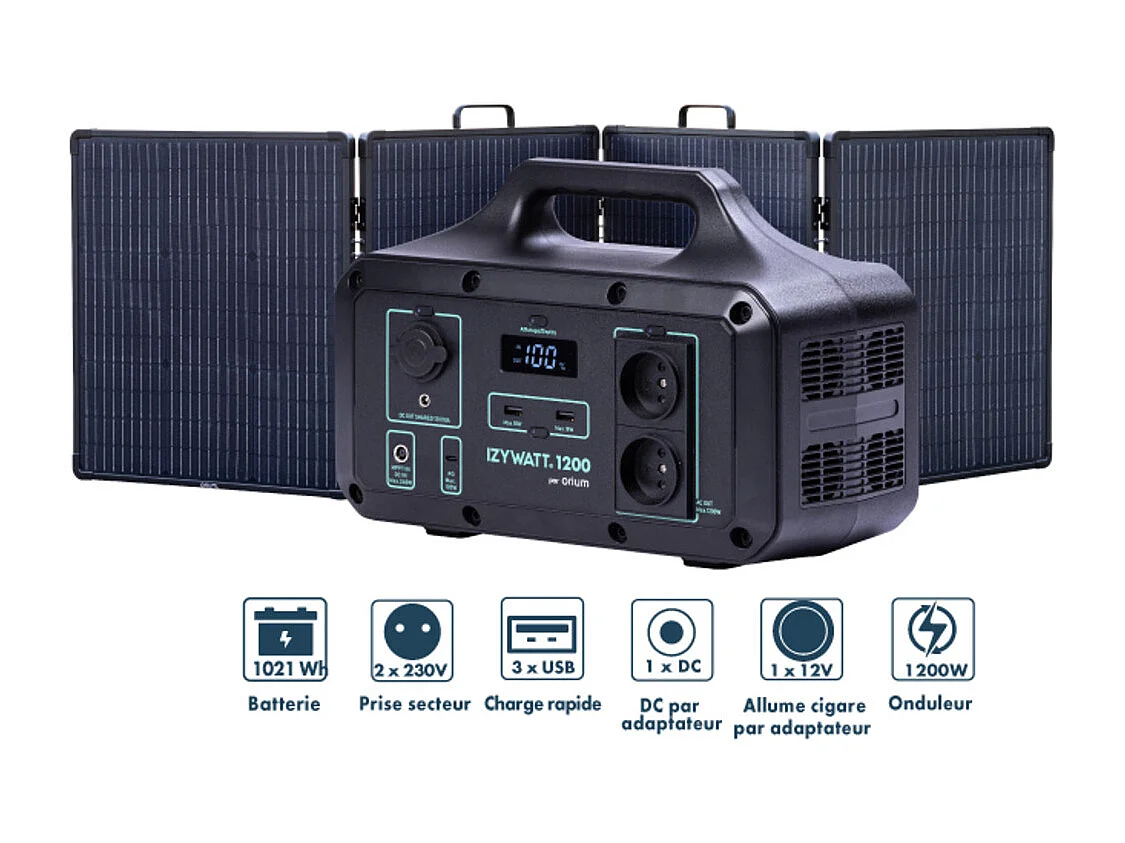 Pack générateur solaire Izywatt 1200 + panneau solaire 200W - Orium