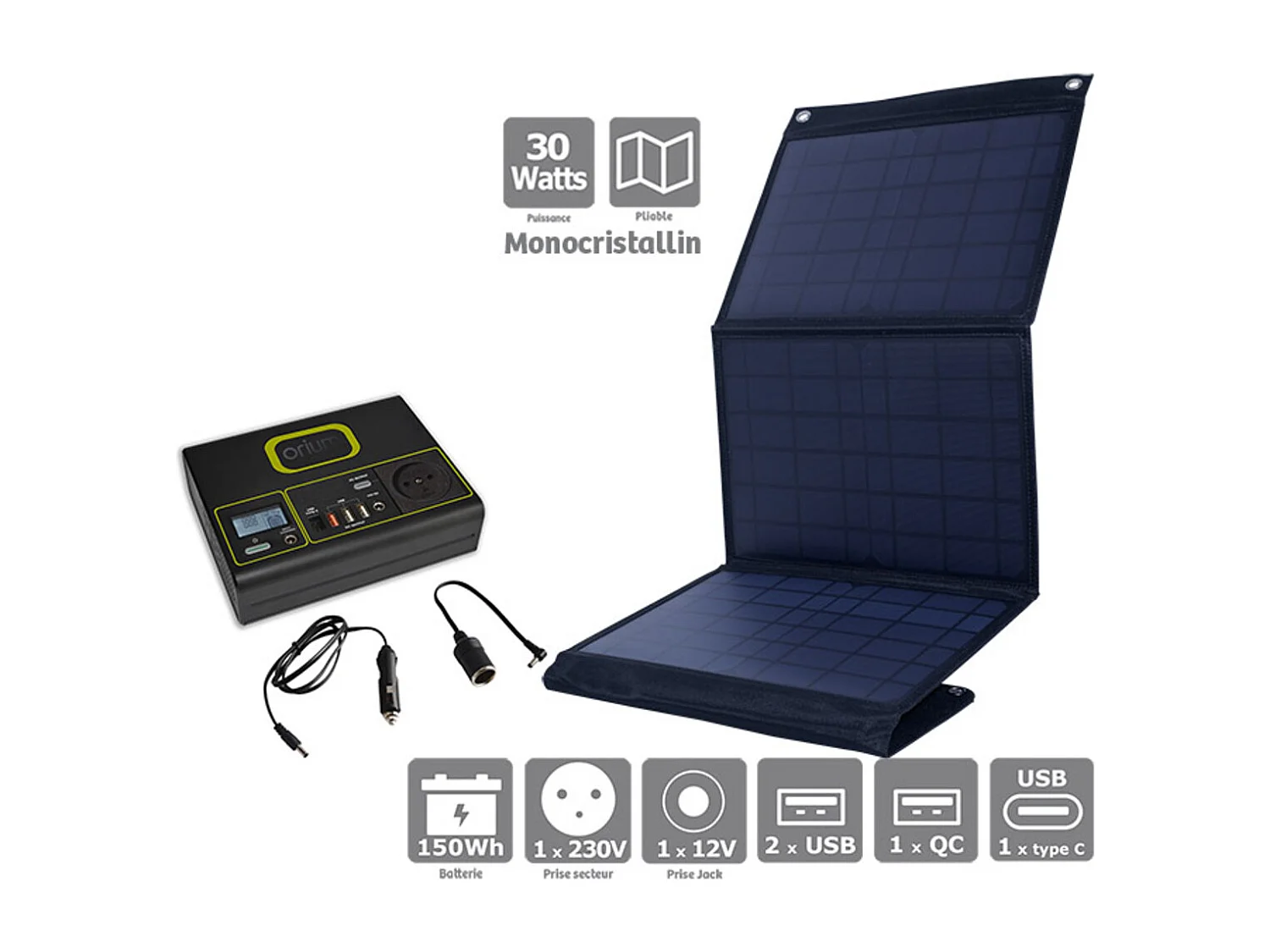 Pack générateur solaire Izywatt 150 + panneau solaire 40W - Orium