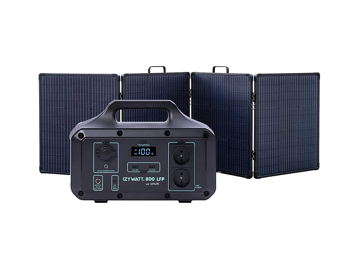 Pack générateur solaire LFP Izywatt 800 + panneau solaire 200W - Orium