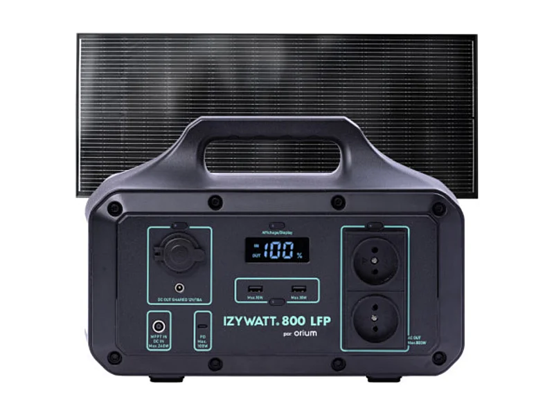 Pack générateur solaire LFP Izywatt 800 + panneau solaire fixe 200W - Orium
