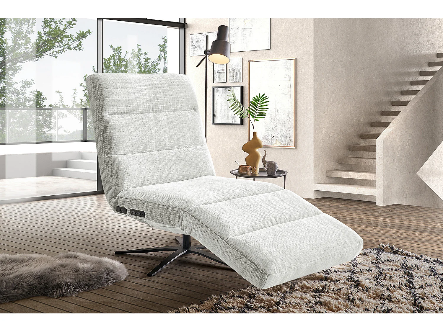 Chaise - blanc Velours côtelé - ALINA