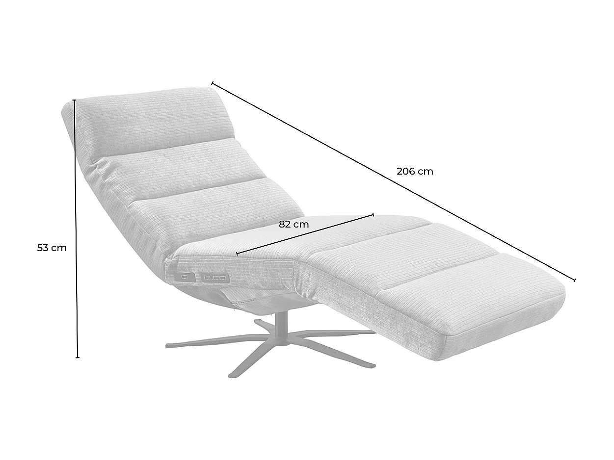Chaise longue - bianco Velluto a coste - ALINA