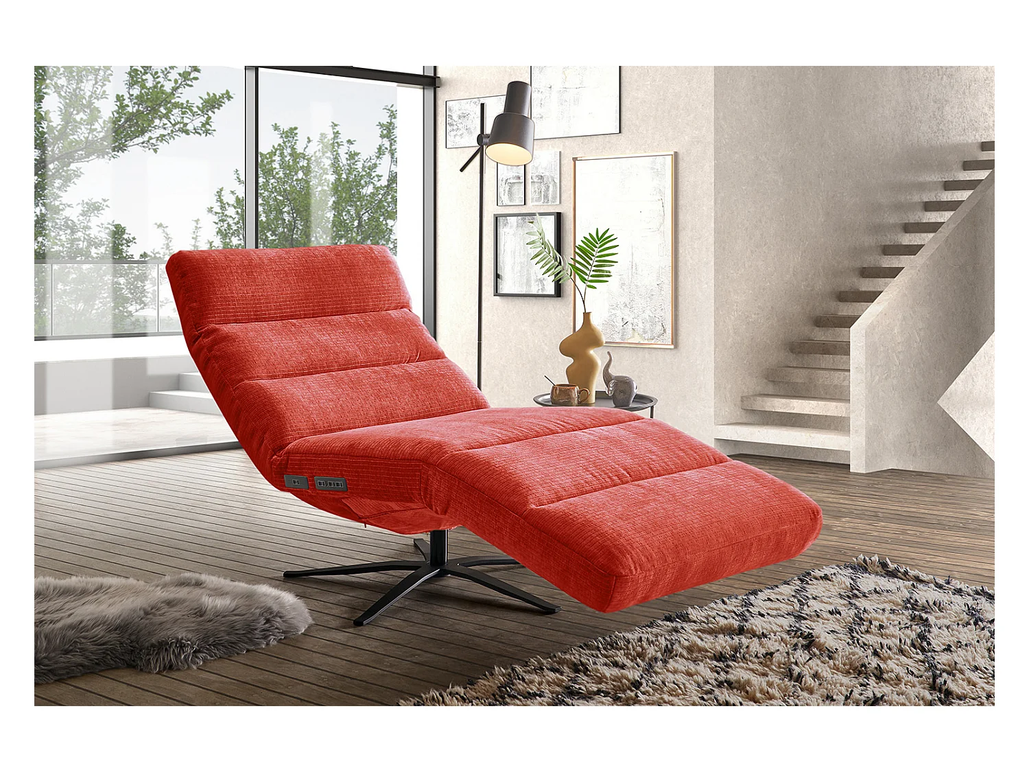 Chaise - Rouge Velours côtelé - ALINA