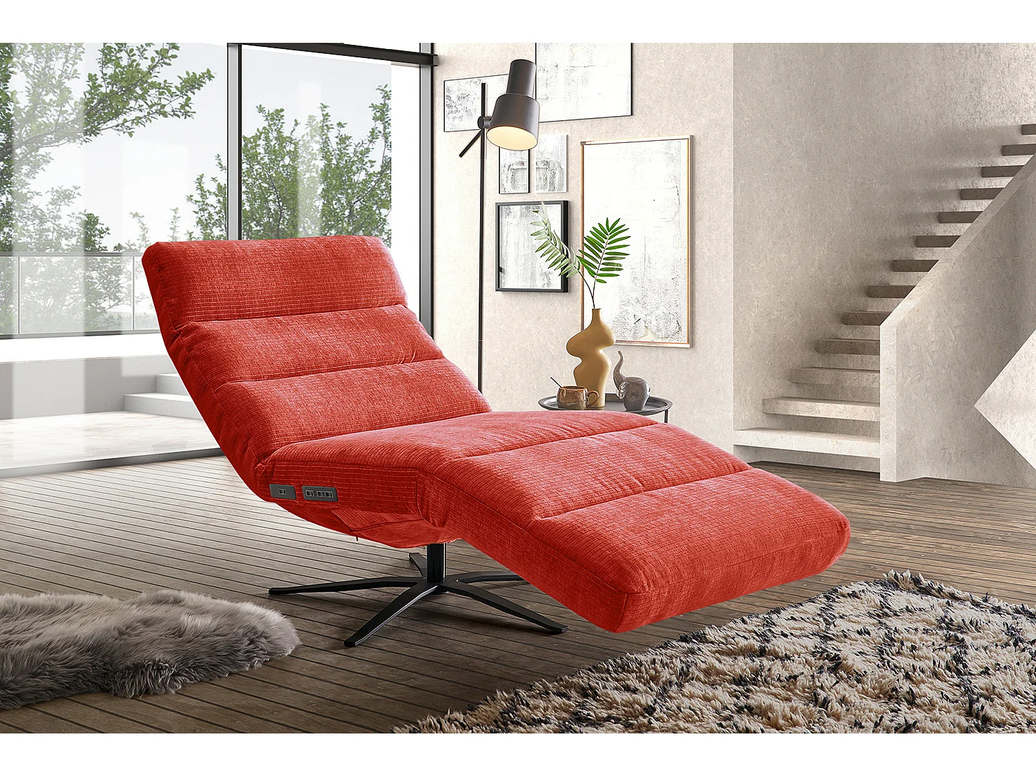 Chaise - Rouge Velours côtelé - ALINA