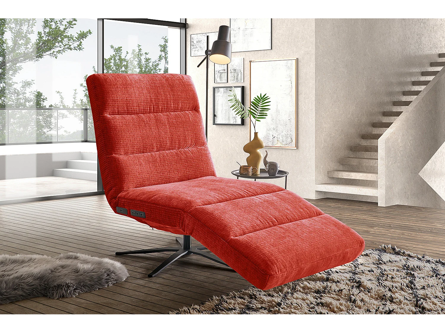 Chaise - Rouge Velours côtelé - ALINA