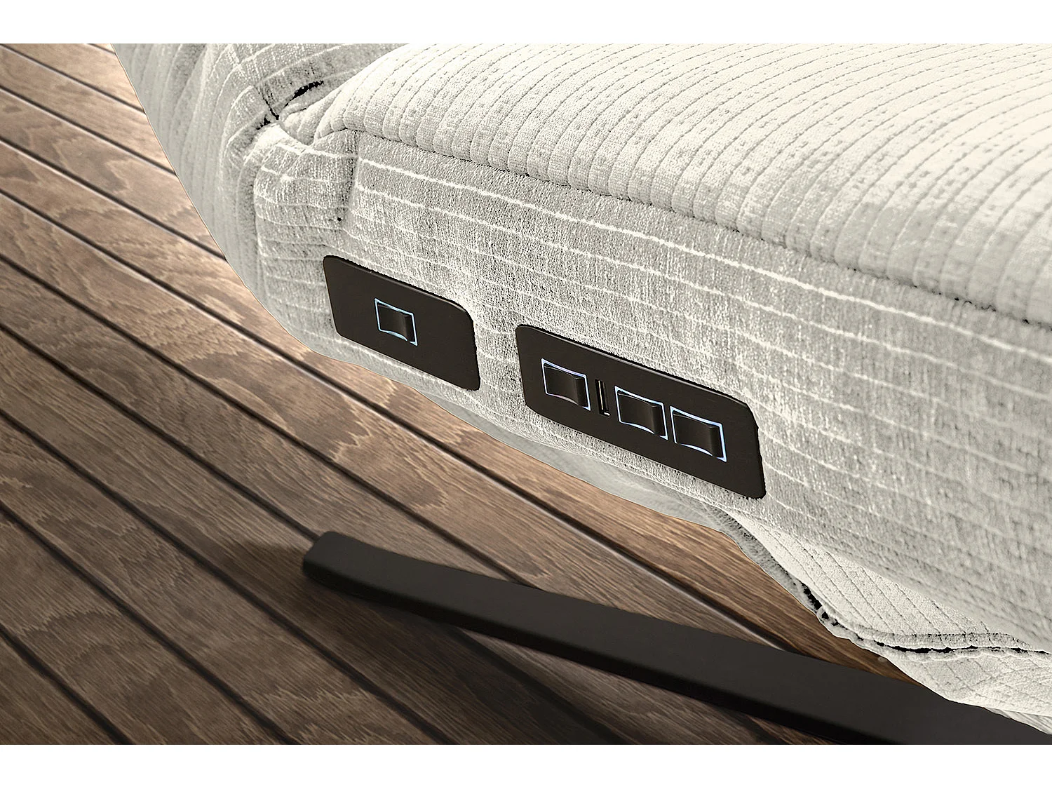 Chaise - blanc crème Velours côtelé - ALINA