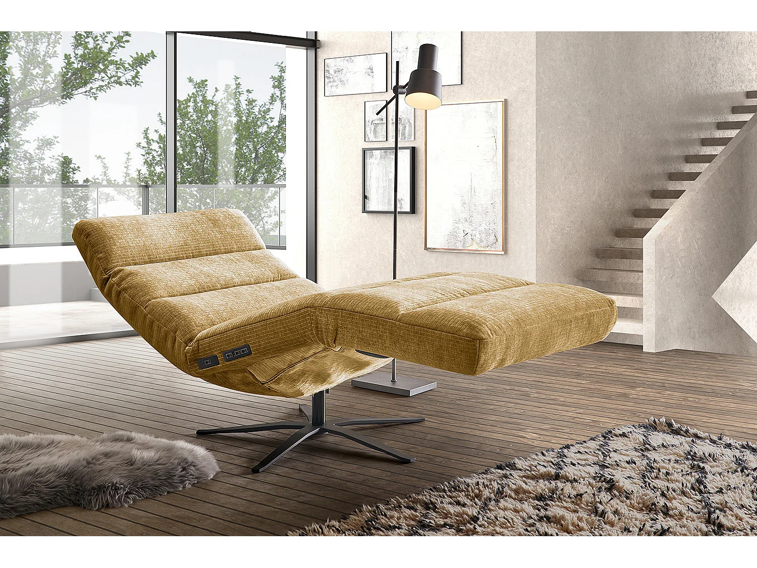 Relaxligstoel - Geel Koord - ALINA