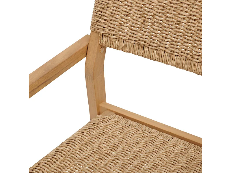 Fauteuil repas empilable Temeira rotin et acacia Hespéride