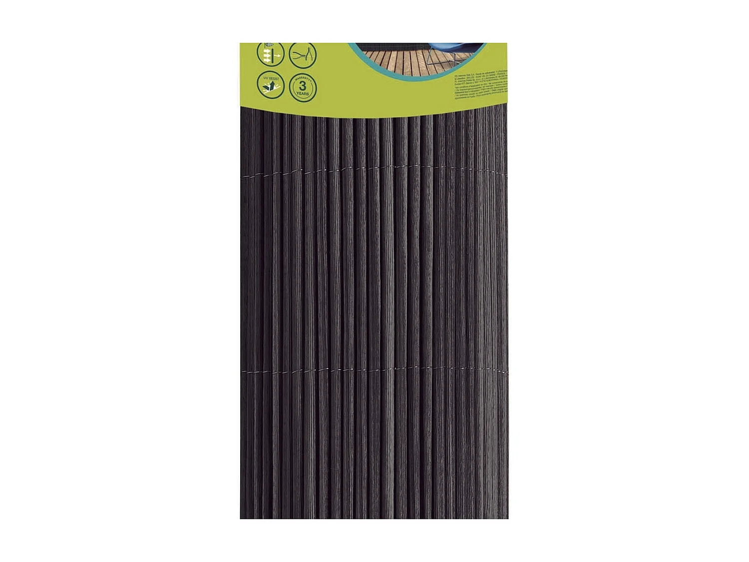 Canisse synthétique, imitation osier naturel FENCY WICK - Anthracite - 1 x 3 m