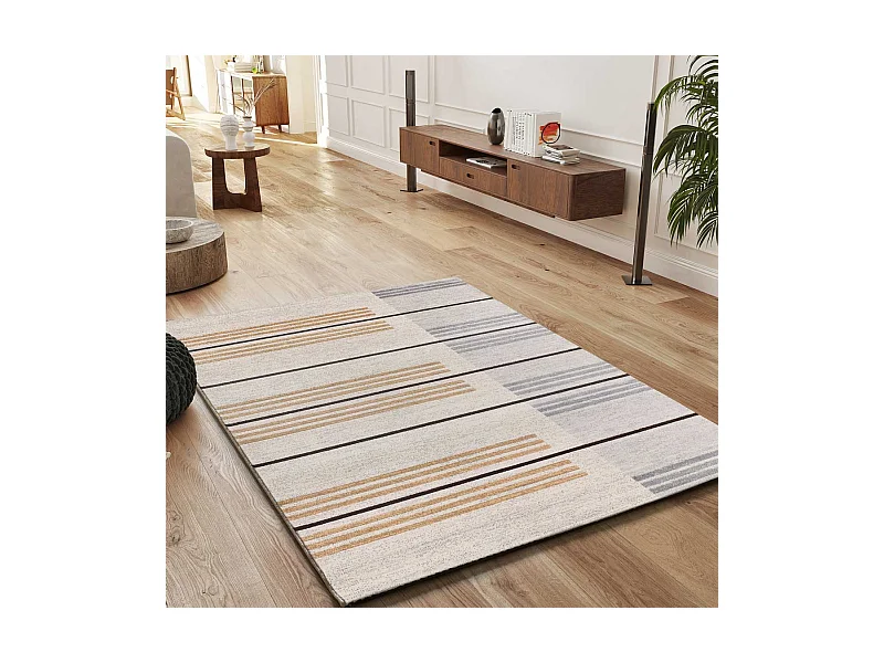 Tapis intérieur - ethnique - gris / beige - 160 x 230 cm - CRAFT