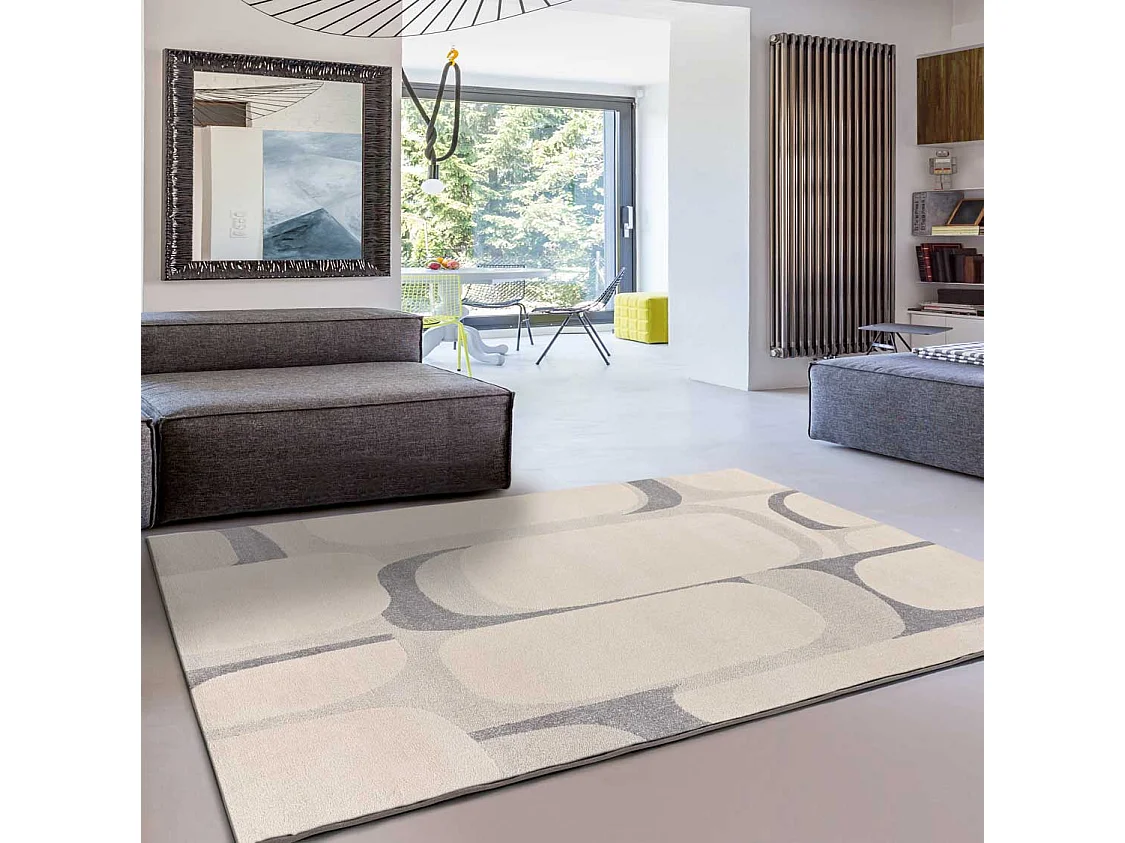 Tappeto interno - astratto - beige / grigio - 133 x 190 cm - PORTO