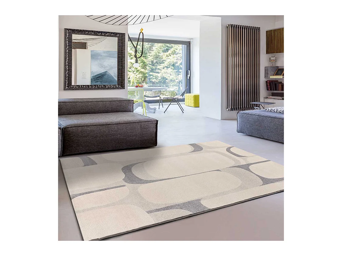 Tapis intérieur - abstrait - beige / gris - 133 x 190 cm - PORTO