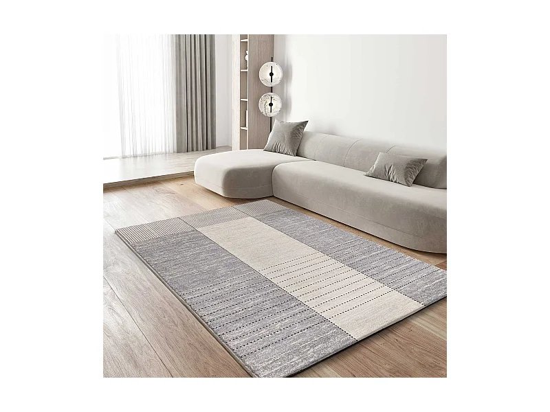 Kurzflorteppich - modern - grau - 133x190 cm - CRAFT