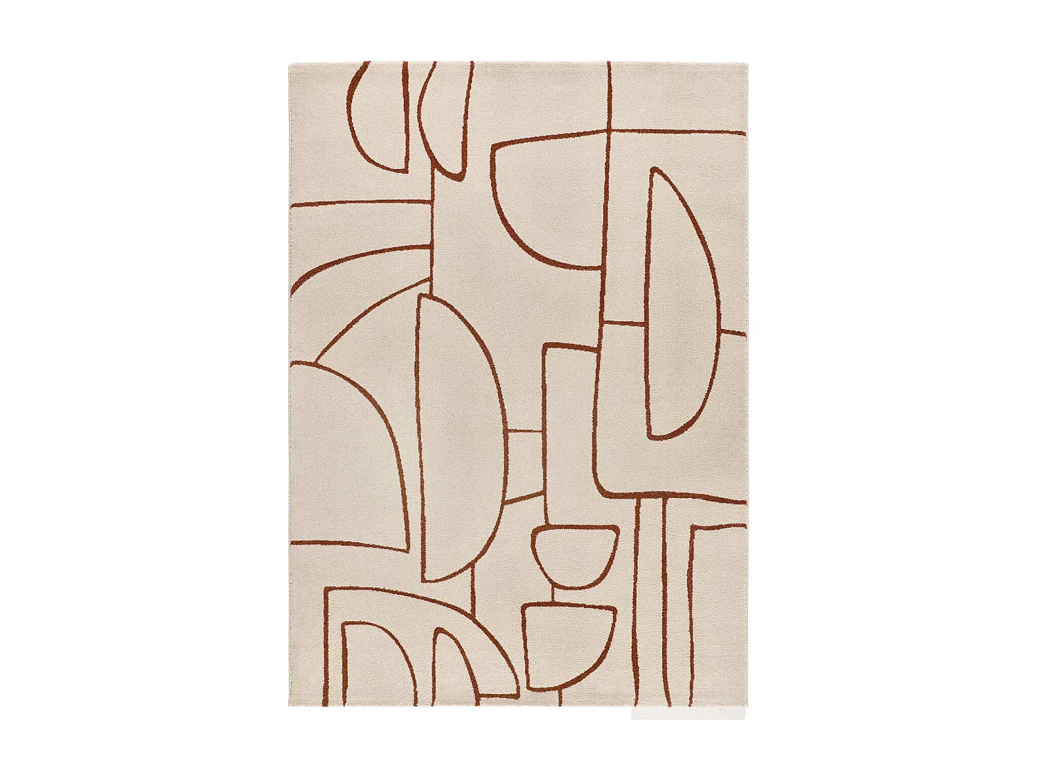 Laagpolig tapijt - geometrisch - beige / koper - 133x190 cm - BERUTI