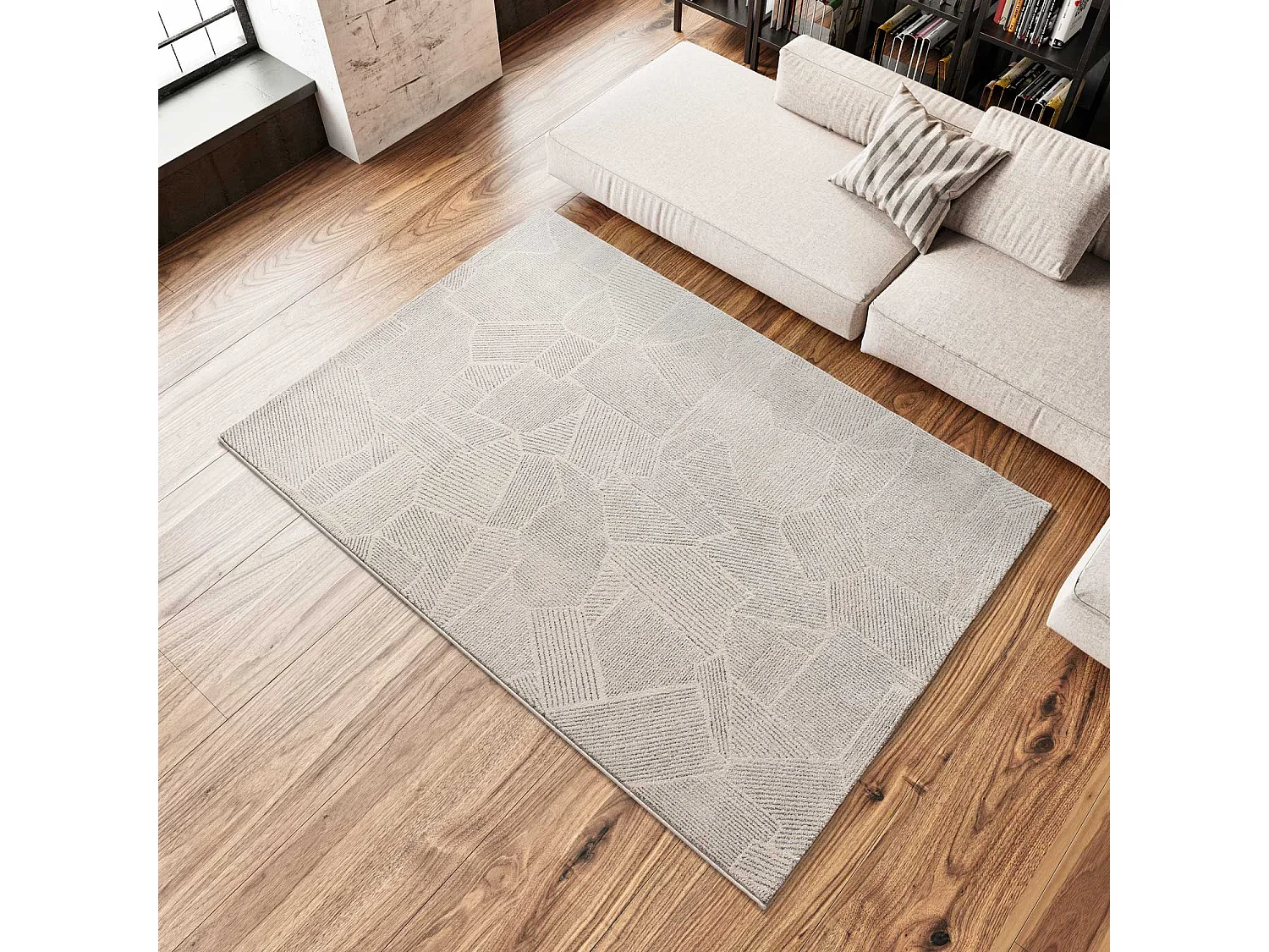 Tapis intérieur - abstrait - beige / gris - 200 x 290 cm - PORTO
