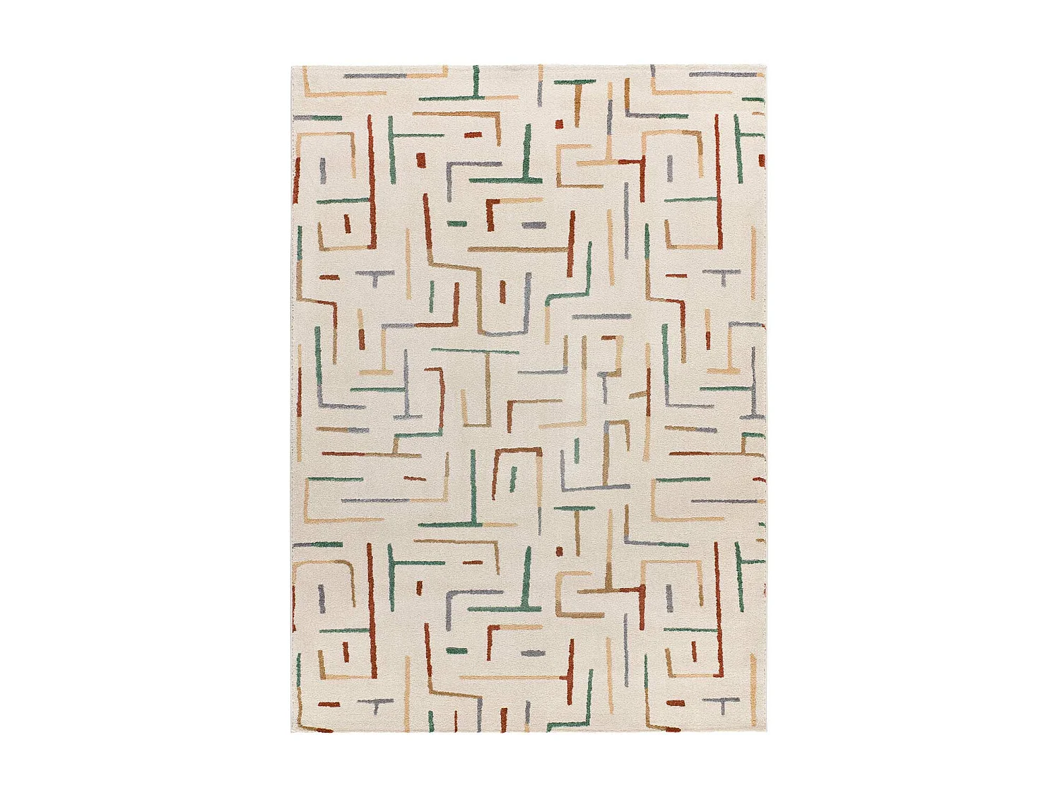 Laagpolig tapijt - geometrisch - veelkleurig - 133x190 cm - BERUTI