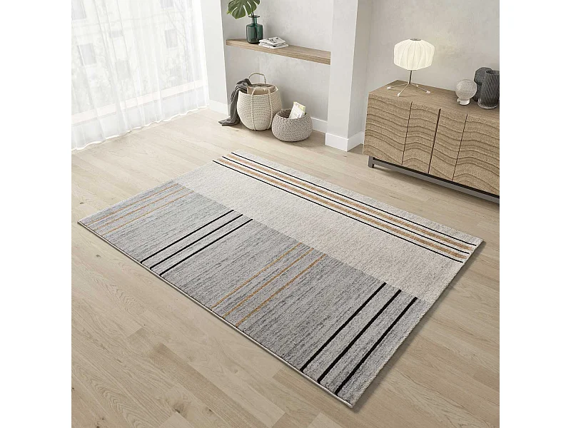 Tapis intérieur - géométrique - gris / beige - 200 x 290 cm - CRAFT