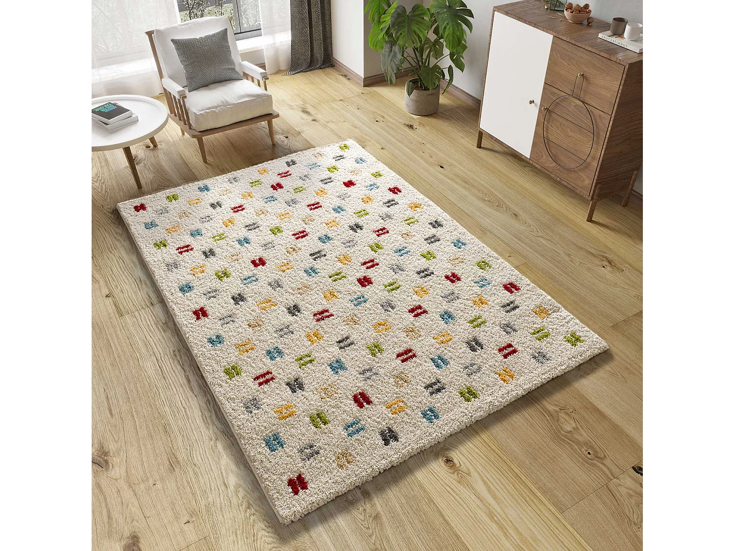 Tapete interior - shaggy geométrico - multicolorido - 133 x 190 cm - BREMEN