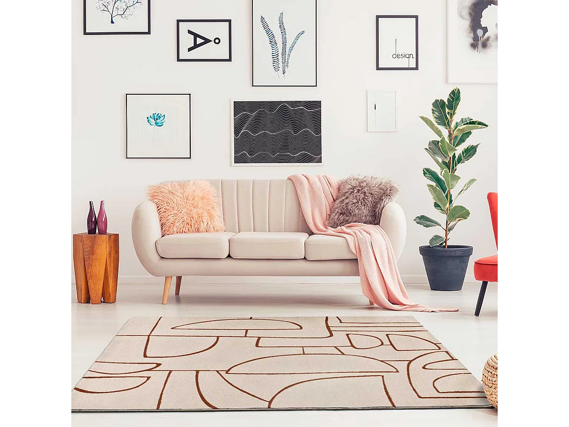 Tappeto interno - geometrico - beige / ramato - 80 x 150 cm - BERUTI