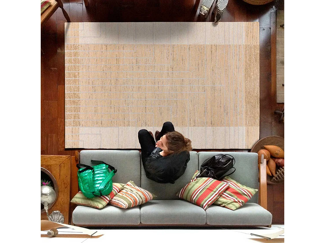 Kurzflorteppich - ethnisch - beige - 133x190 cm - CRAFT