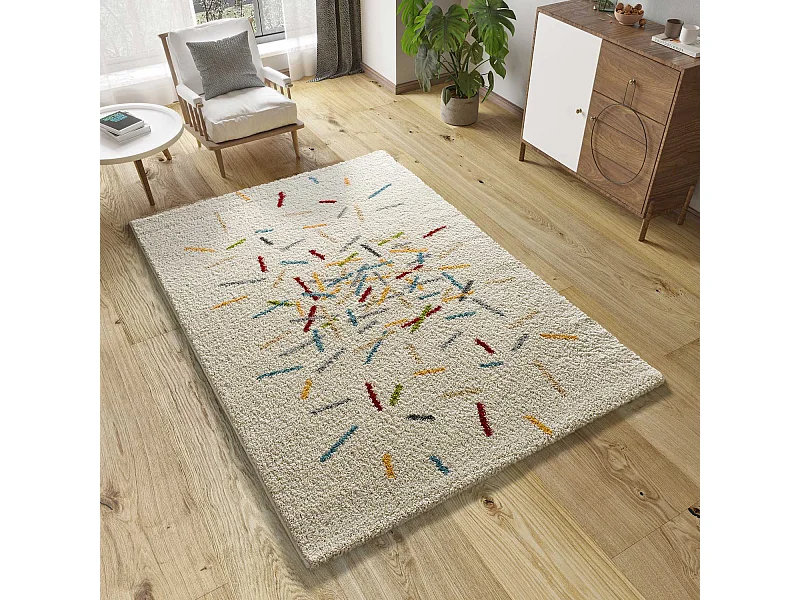 Hochflorteppich - geometrisch shaggy - mehrfarbig - 160x230 cm - BREMEN