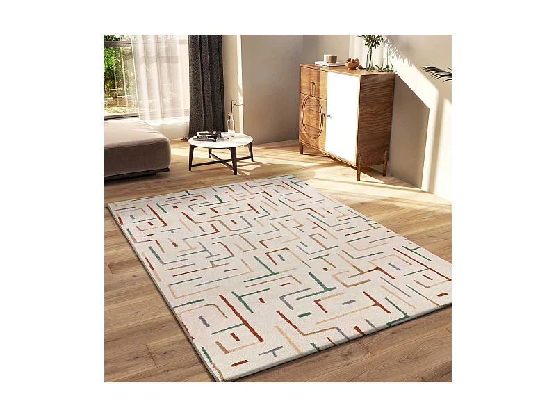 Kurzflorteppich - geometrisch - mehrfarbig - 160x230 cm - BERUTI