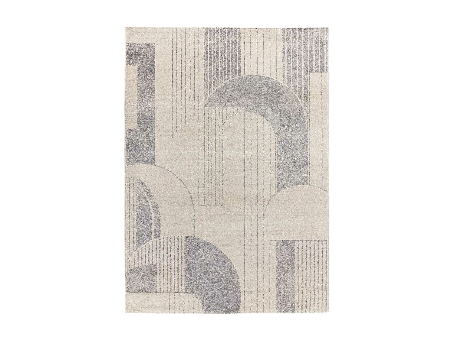 Kurzflorteppich - geometrisch - beige / grau - 133x190 cm - PORTO