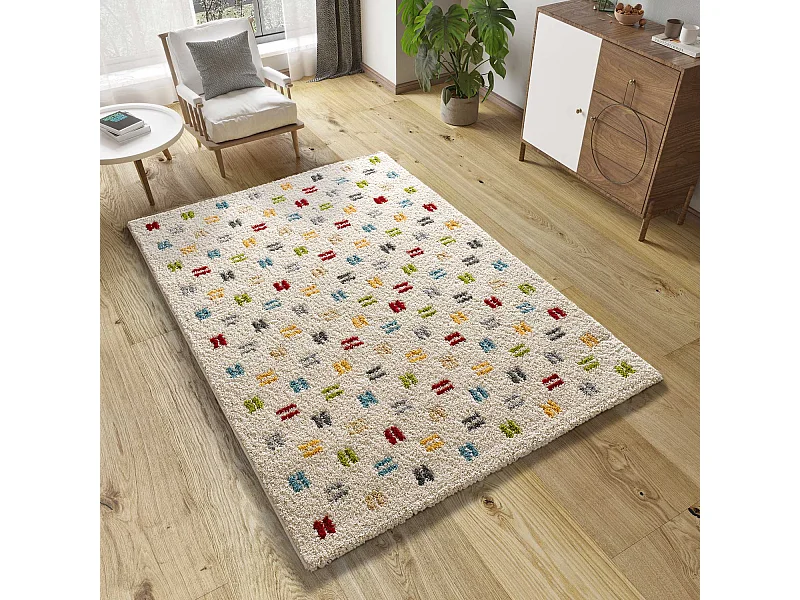 Hochflorteppich - geometrisch shaggy - mehrfarbig - 160x230 cm - BREMEN