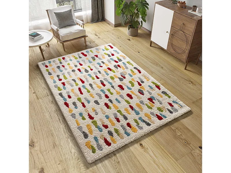 Hochflorteppich - geometrisch shaggy - mehrfarbig - 160x230 cm - BREMEN